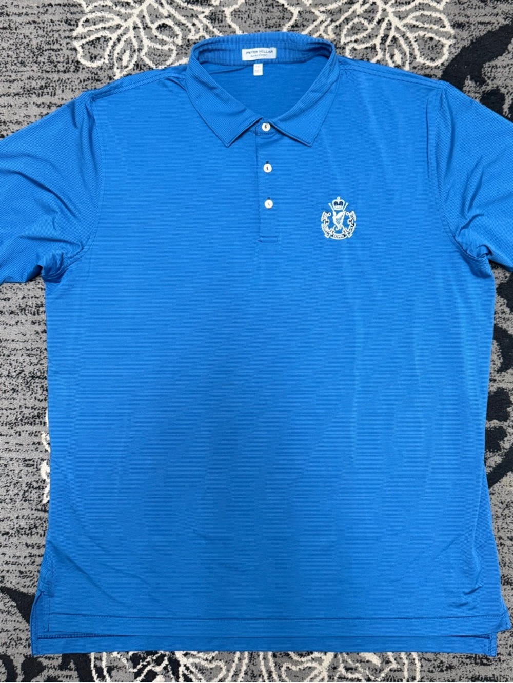 Peter Millar Summer Comfort Bright Blue Short-Sleeve Performance Polo with Crest